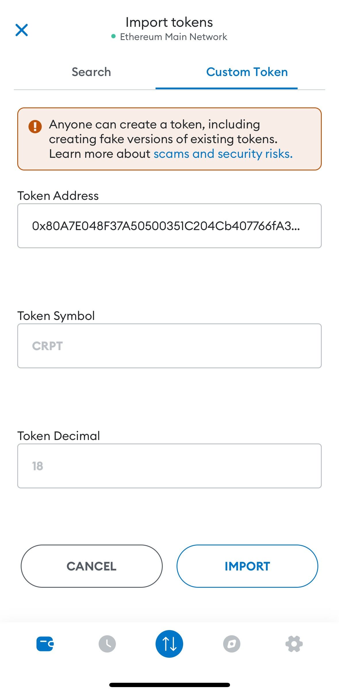 screen: MetaMask